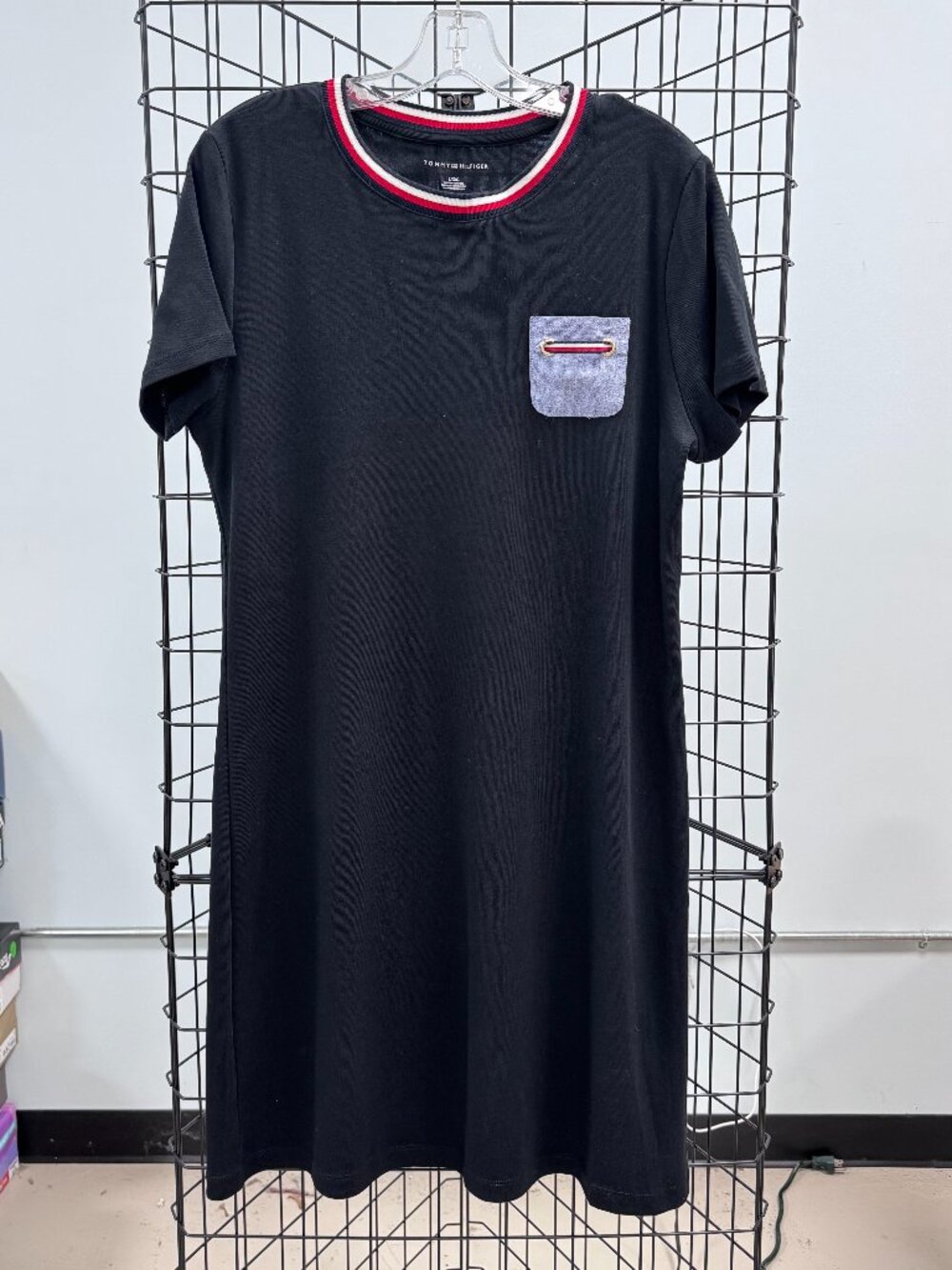 Tommy Hilfiger 100% Cotton Navy Jersey Knit Shirt Dress Size Large
